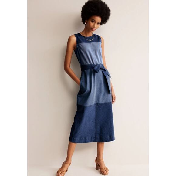 Boden Dresses & Skirts - Boden Sleeveless Hotch Denim Midi Dress Pockets Navy Size 10